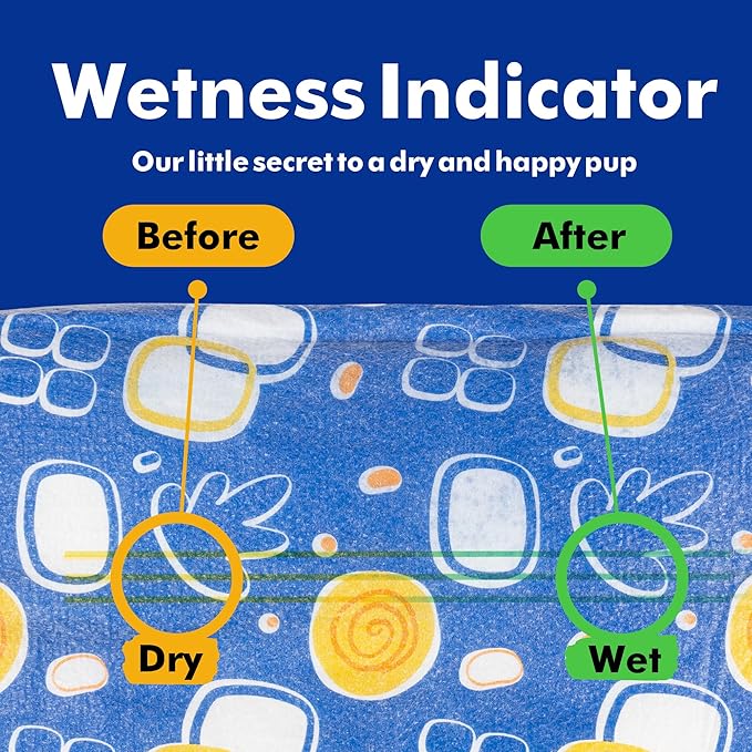 MICOOYO Male Dog Diapers, Disposable Male Dog Wraps with Wetness Indicator, Super Absorbent | Leak Proof Doggie Diapers for Incontinence, Marking, Puppy Training, S, 12-19-inch Waist, 50 Counts