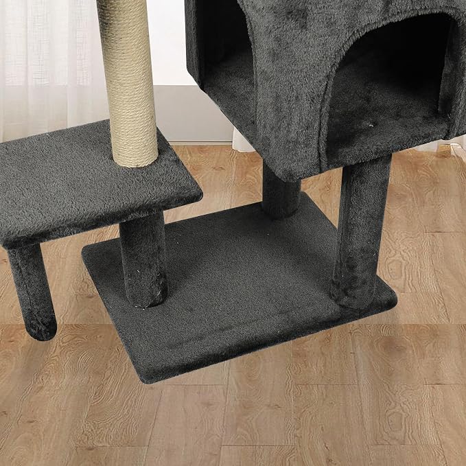 AIWIKIDE Cat Tree Has Scratching Toy with A Ball Activity Centre Cat Tower Furniture Jute-Covered Scratching Posts,Darkgrey