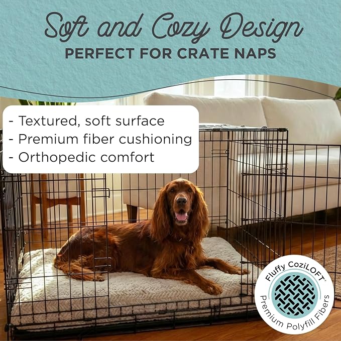 Best Friends by Sheri Comfy Crate Sleeper Mat – Plush Low-Pile Dog Bed, 42" x 28", XL & XXL Crates, Up to 100 lb Dogs, Machine Washable, Herringbone Pattern, Oyster