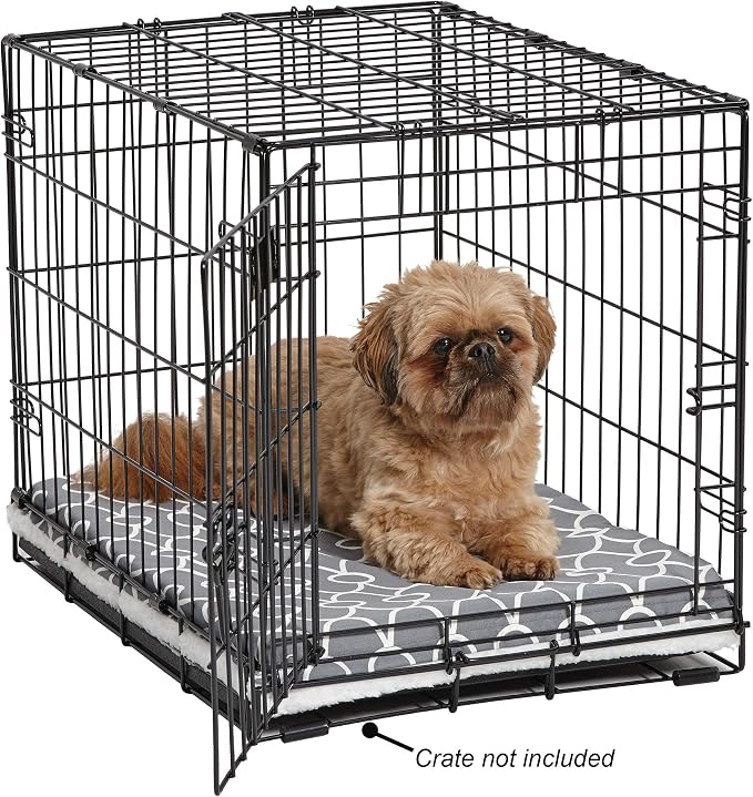 Midwest Homes for PetsQuiet Time Teflon Defender Dog Beds; Pet Beds Designed to Fit Folding Metal Dog Crates, Gray & White Geometric Pattern, 24-Inch