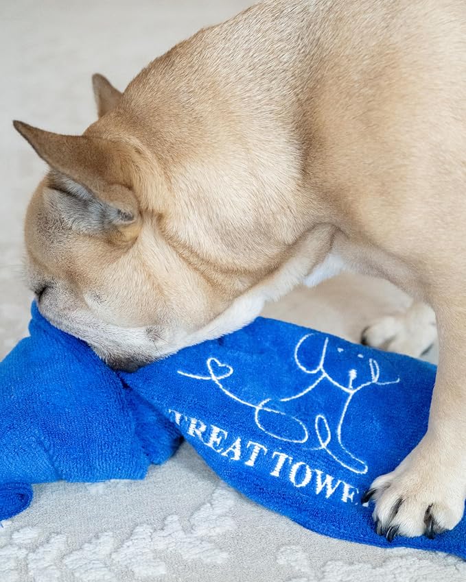 Treat Towel for Dogs – Snuffle Towel for Mental Stimulation & Enrichment, Interactive Lick Mat Alternative, Washable Microfiber, Boredom Buster Nose Work Toy for All Breeds – Blue