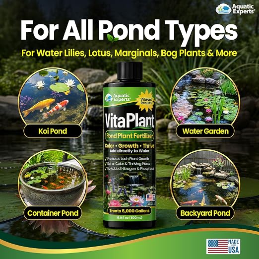 VitaPlant Pond Plant Fertilizer – Liquid Aquatic Plant Food for Water Lilies & Aquatic Plants, Supports Lush Growth & Vibrant Color, 500 mL, Aquatic Experts