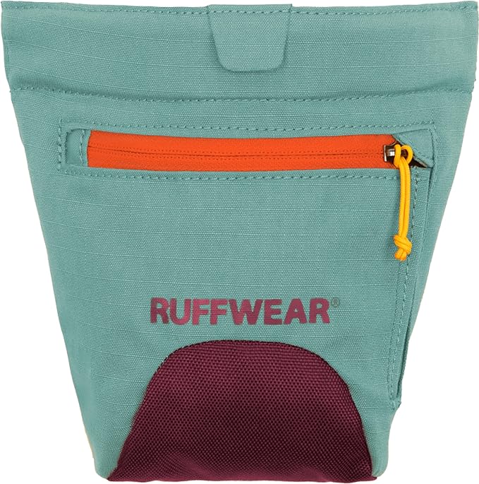 Ruffwear, Treat Trader Dog Treat Pouch, Hands-Free Waist-Worn, One-Handed Magnetic Closure, Belt (30-48 in) or Clip, Waterproof Food-Grade Lining, Zippered Pocket, Clicker Loop, River Rock Green