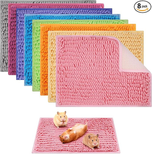 8 Pcs Guinea Pig Cage Liner, 16x12 Inch Washable Fleece Bedding Mats & Reusable Pee Pads for Rabbits and Small Animals (8 Colors)
