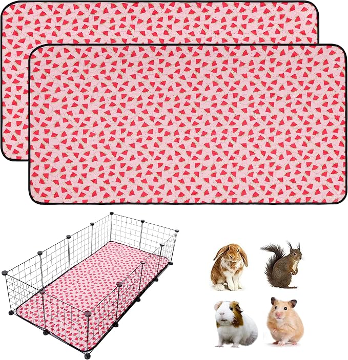 2 PCS Guinea Pig Cage Liner, Reusable Waterproof Guinea Pig Liner, Washable Small Animals Bedding, Super Absorbent Pet Pee Pads Guinea Pig Mats, Rabbit Mats for Cages (28 * 56 inch)