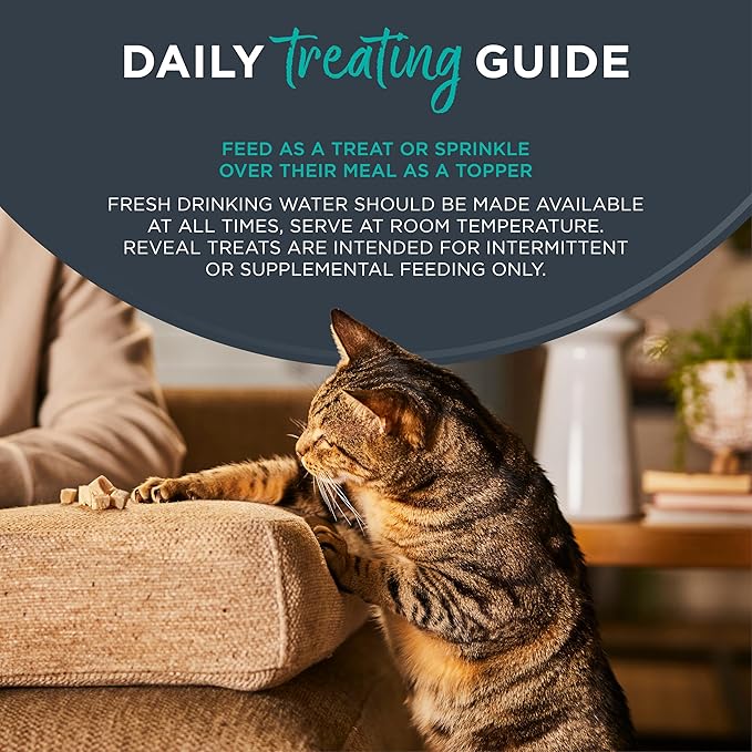 Reveal Chicken Freeze Dried Cat Treats 8-Pack, Single Ingredient, Grain Free, High Protein, Natural Cat Treats for Training, No Fillers, No Artificial Additives (8 x 0.88 oz Bags)