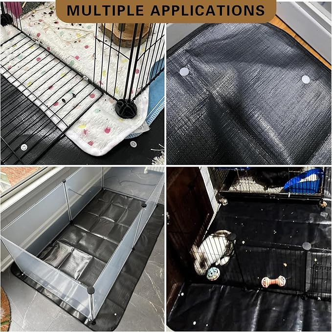 Waterproof Pet Playpen Mats, Reusable Cage Liner, Black Plastic Floor Mat for Small Animals (Yellow 59x39 in (1 pc))