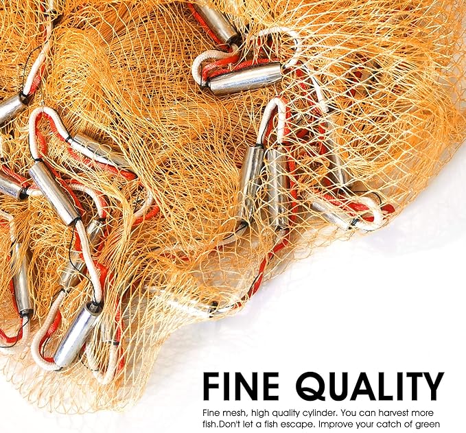 Nylon Multfilament Cast Net, 4FT/6FT/8FT/10FT/12FT American Style Hand Throwing Fishing Net with Zinc Plated Weights for Saltwater and Freshwater