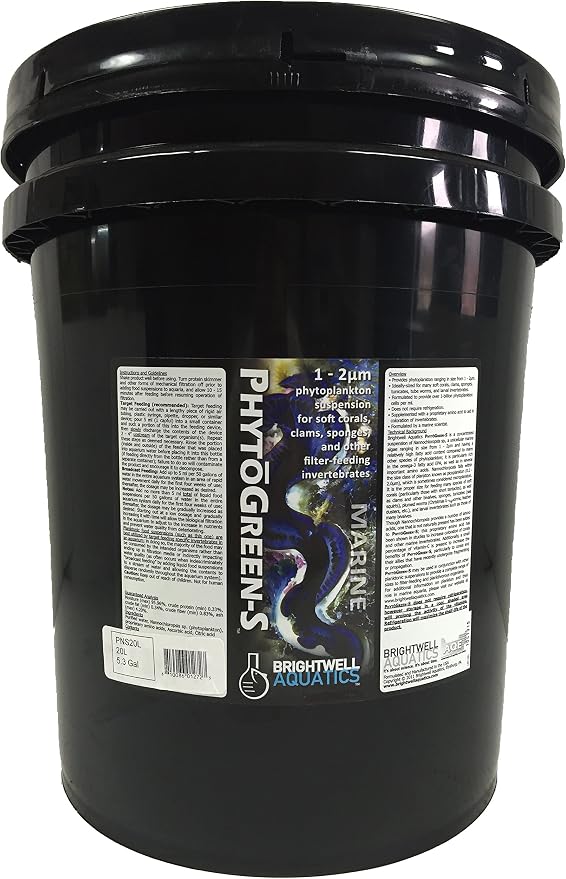 Brightwell Aquatics PhytoGreen S - Phytoplankton Suspension for Soft Corals, Clams, Sponges & Other Filter-Feeders, 20 Liter