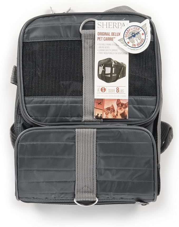 Sherpa Original Deluxe Travel Pet Carrier, Airline Approved & Guaranteed On Board - Charcoal Gray, Small