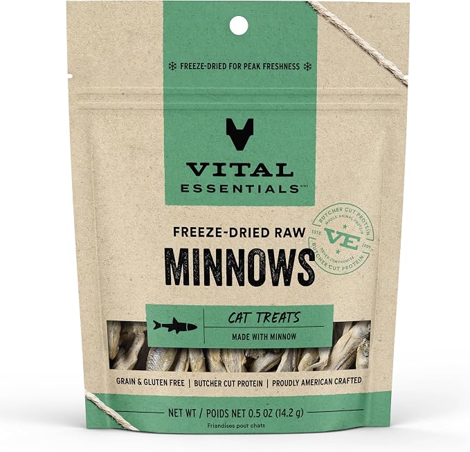 Vital Essentials Freeze Dried Raw Cat Treats, Seafood Lovers Variety Pack, Minnow 0.5 oz + Ahi Tuna 1.1 oz + Salmon 1.1 oz