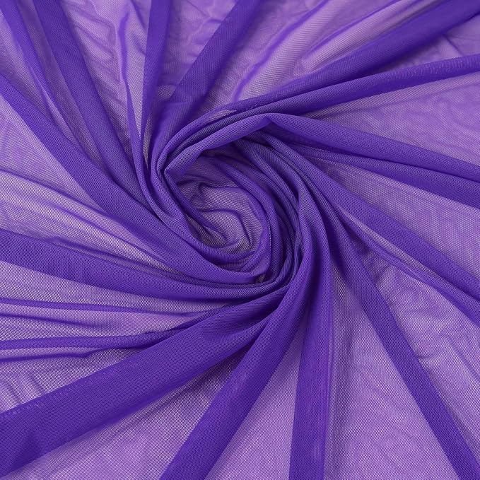 Ultrathin 4-Way Stretch Net Fabric Nylon Spandex Power Mesh Lightweight Sheer 60" Wide, a Continuous 5 Yards (Purple)