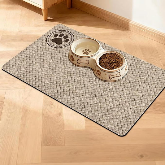 Pet Feeding Mat for Floors Cat Food Mat Waterproof Dog Food Mat and Water Absorbent Quick Dry Non Slip Mat for Cat Bowls
