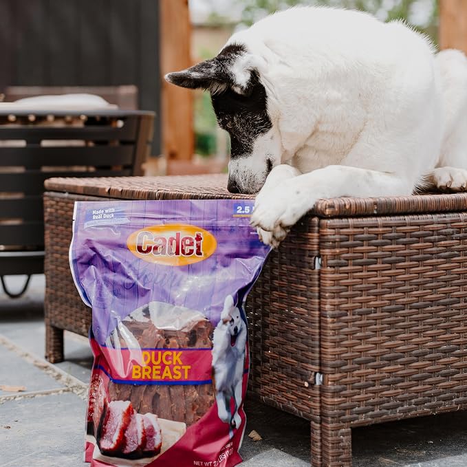 Cadet Gourmet Duck Jerky Dog Treats For Training - Healthy & Natural Dog Training Treats for Small & Large Breeds - Inspected & Tested in USA (40 oz.)