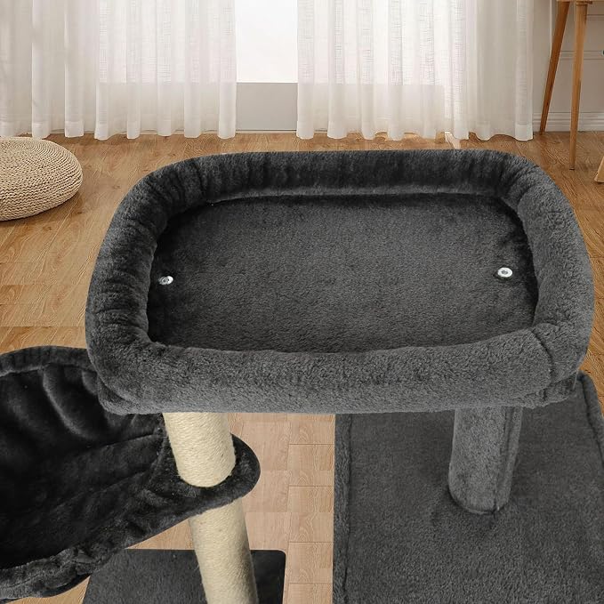 AIWIKIDE Cat Tree Has Scratching Toy with A Ball Activity Centre Cat Tower Furniture Jute-Covered Scratching Posts,Darkgrey