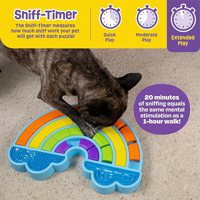 Brightkins Calming Rainbow Treat Puzzle & Lick Mats - Interactive Dog Toys, Puppy Toys for Boredom, Cat Puzzle Feeder, Mental Stimulation for Dogs, Dog Treat Activity, Brain Games for Dogs and Cats
