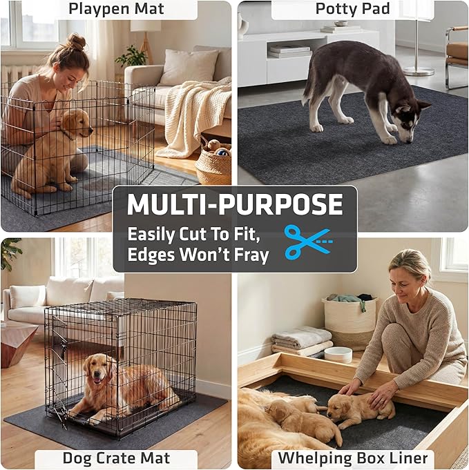 Drymate Jumbo Dog Playpen Mat (60x74), Super Absorbent, Waterproof, Slip-Resistant, Machine Washable, Reusable Puppy Pad for Training, Whelping, Housebreaking, Incontinence, Crate, Kennel (USA Made)