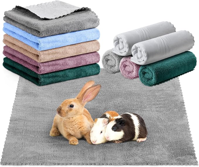 SmoothNovelty 5 Pcs Waterproof Guinea Pig Blankets Washable Small Animal Pee Pad Pet Blanket Sleep Bedding Mats Absorbent Guinea Pig Cage Liner Reusable Pet Sleep Pad(Soft Color,18" X 24",Classic)