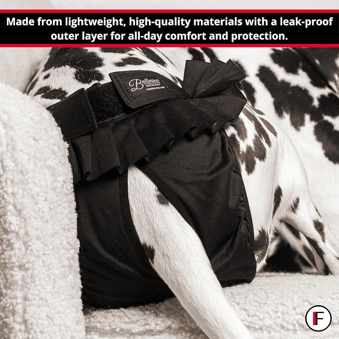 FINNERO Ballerina Dog Diaper – Washable, Reusable, Leak-Proof – Heat, Period & Urine Incontinence Protection – Comfortable, and Stylish Design – Adjustable Fit for Female Dogs – XXS, Dark Pink