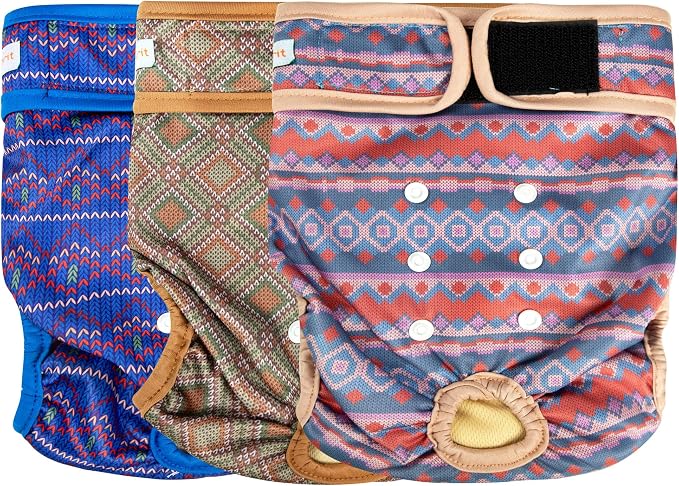 Langsprit Washable Female Dog Diapers - Doggie Reusable Diapers for Doggy Puppy Female in Period - Highly Absorbent Dog Heat Panties Plaid-1 XXL