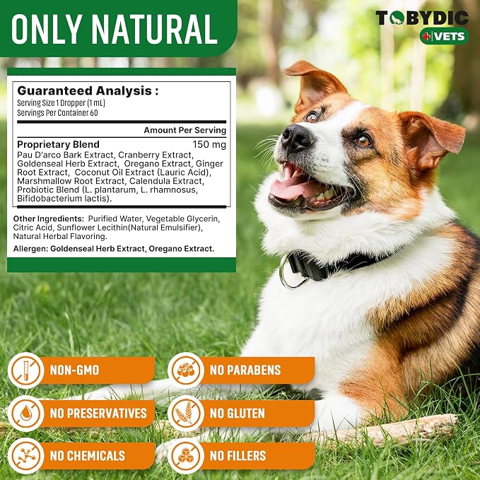 Natural Cats & Dog Yeast Infection Relief - Itchy Skin & Ear Treatment - Reduces Irritation & Relieves Itching and Allergy - Herbal Medicine Drops Supplement