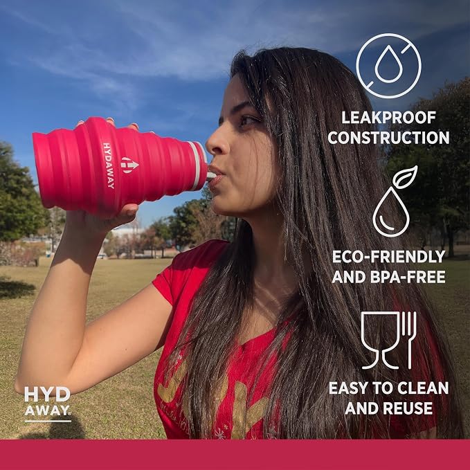 HYDAWAY Travel Collapsible Water Bottle 25oz - BPA-Free, Leakproof, Lightweight, Portable & Space-Saving - Perfect for Hiking, Travel, and All-Day Hydration
