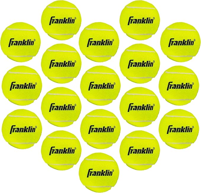 Franklin Sports Pressureless Tennis Balls - Official Size, Low Pressure - Great for Training + Practice - Low Bounce - All Court Surface - Carry Bag Included