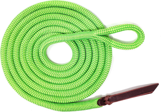 Double Braid Lead Rope with Eye Splice Loop, 12-14FT Lengths (Neon Green, 14 ft.)