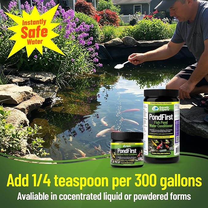 PondFirst Pond Water Conditioner - Concentrated Instant Dechlorinator for Fish Ponds, Makes Water Safe for Koi and Goldfish, Made in The USA, Aquatic Experts (Powder - 1 Kilogram)