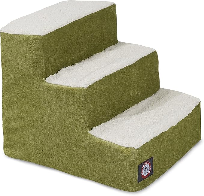 3 Step Portable Pet Stairs By Majestic Pet Products Villa Apple Steps for Cats and Dogs Green