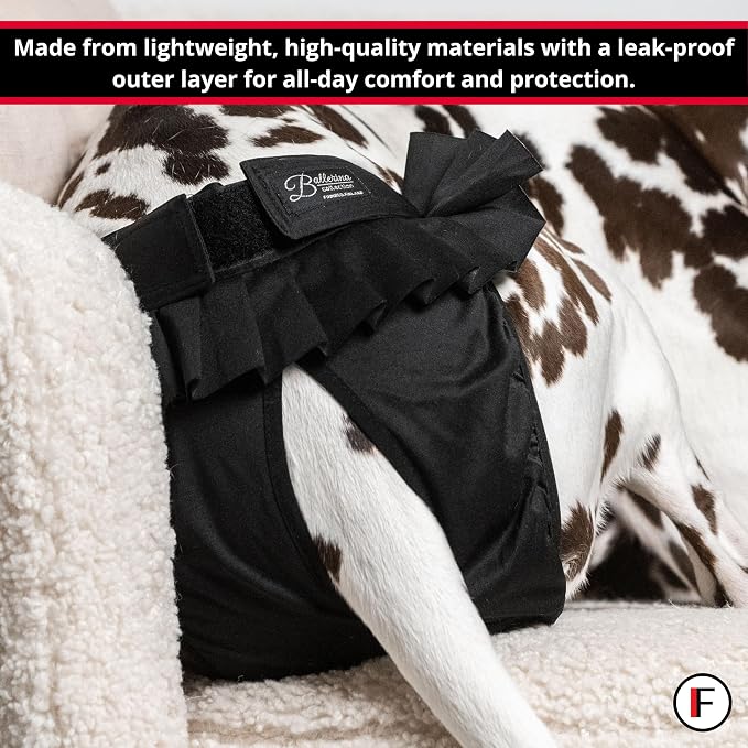 FINNERO Ballerina Dog Diaper – Washable, Reusable, Leak-Proof – Heat, Period & Urine Incontinence Protection – Comfortable, and Stylish Design – Adjustable Fit for Female Dogs – Small, Purple