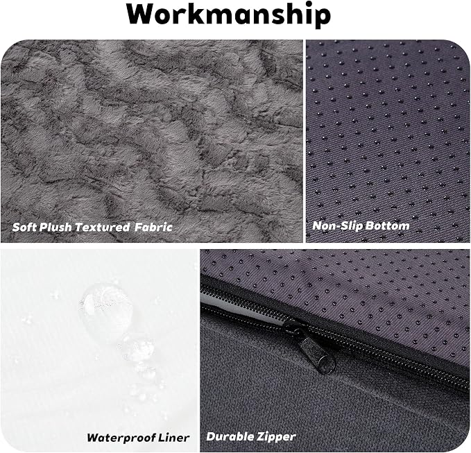 Memory Foam Dog Bed, Extra Large Orthopedic Dog Sofa with Sides and Waterproof Liner, Washable Bolster Pet Bed Couch with Removable Cover, Jumbo Plus | 60 inch, Dark Gray