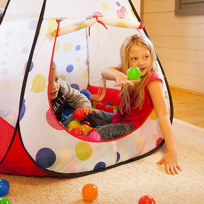 Kids Play Tent with 100 Balls – 39″x39″ Pop-Up Ball Pit Playhouse – Indoor/Outdoor Toy with Mesh Windows & Carry Bag