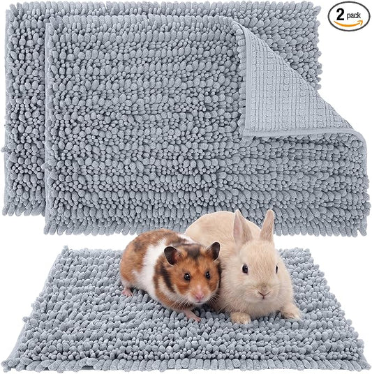Amylove 2 Pack Guinea Pig Cage Liner Washable Fleece Pee Pad, Dark Gray Indoor Dog Mat, Absorbent Training Bedding for Small Animal Puppy Bunny Hamster Chinchilla Ferret(17 x 24 Inches)