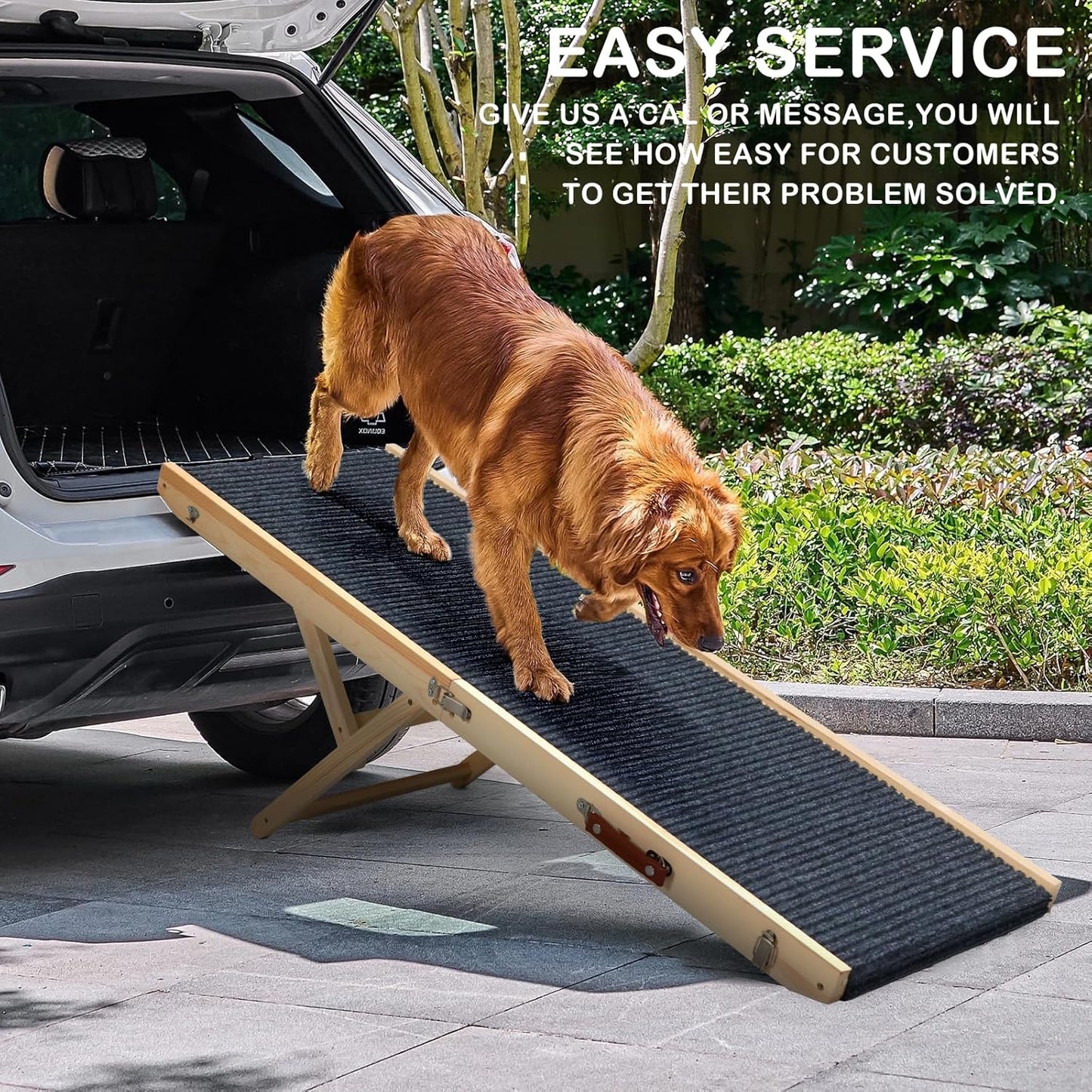 Folding Dog Ramp Safety, Wooden Adjustable Height Pet Ramps, Potable Dog Steps with Non-Slip Traction Mat, Dog Step for Bed, Dogs Stairs for SUV Car, Couch, Safe,Height Bed