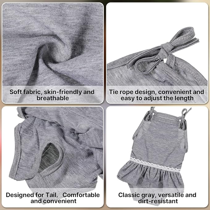 3 Pieces Reusable Female Dog Diapers with Adjustable Suspender Washable Doggy Sanitary Panties Dog Period Diapers Puppy Underwear Jumpsuits for Heat Cycle Female Doggie Pet(M)