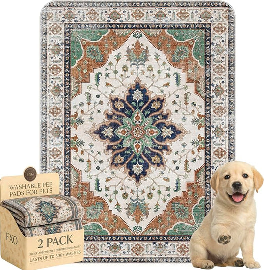 Washable Pee Pads for Dogs,Great Urine Absorbent Reusable Puppy Training Pads,Waterproof,Leak-Proof & Non-Slip Potty Pads for Whelping,Crate,Playpen,Bed.(Dark Teal Floral,18"x24")