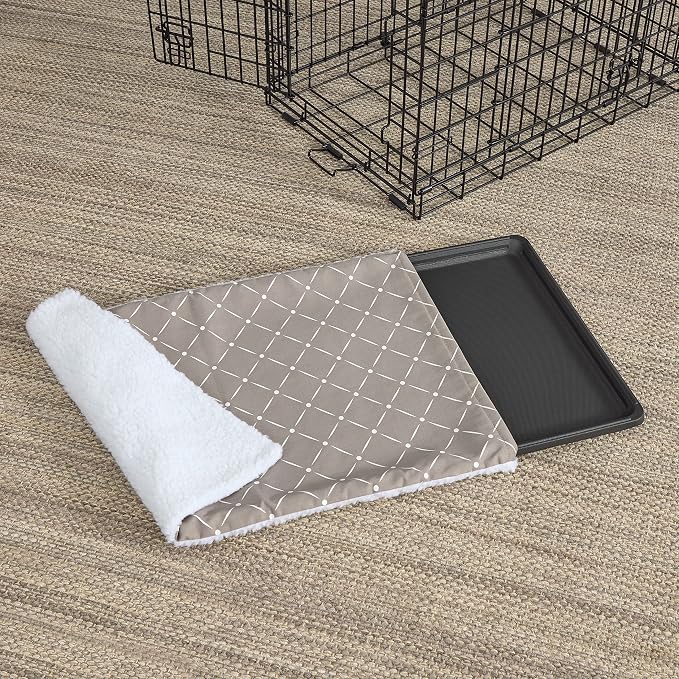 MidWest Homes for Pets Quiet Time Reversible Crate Pan Cover 24' Mushroom Diamond/Fleece, Small