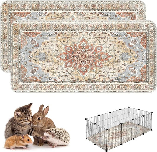 Washable Guinea Pig Pee Pads,Absorbent Reusable Guinea Pig Cage Liners,Waterproof,Leak-Proof & Non-Slip Potty Pads for Small Animals Rabbit Hamster Rat.(Orange Amber Floral,24"x48")