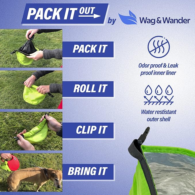 Reusable Smell Proof Waste Bag - Dog Poop Bag Holder for Dog walkers + Hiking with Dogs & Camping. Odor Proof Diaper Wet Bag, Camping Trash
