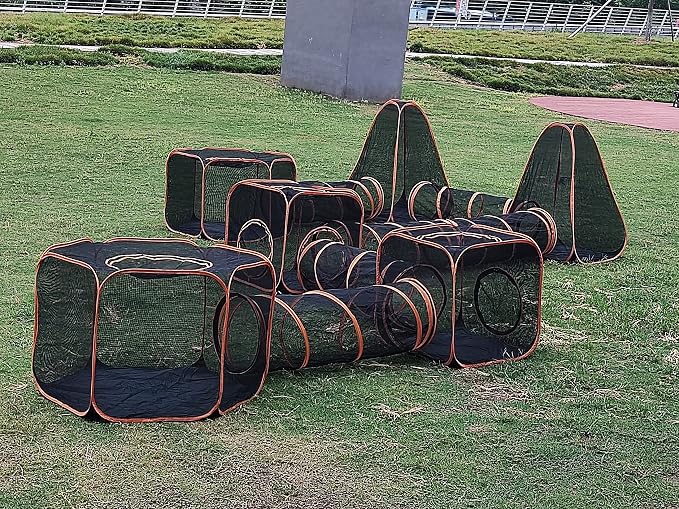 6 in 1 Pet Cat and Dog Tunnel Tent Foldable Pet Tent Outdoor Pop Up Pet Playpen Cage Fences House (Styles 1)