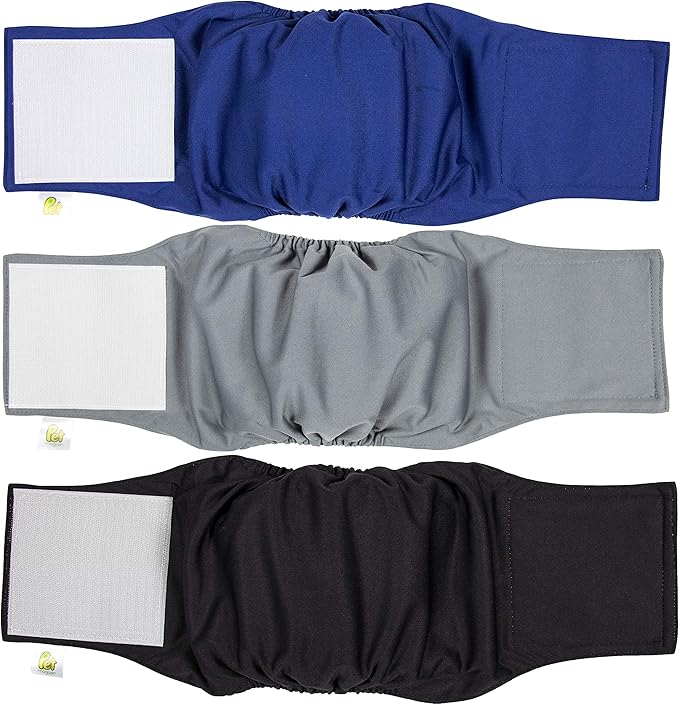 PET MAGASIN Male Dog Belly Bands Washable - Reusable Dog Diapers Male for Small Medium Large Dogs - Adjustable Wraps for Incontinence & Training - Pack of 3 (Original, Small (13"-15" Waist))