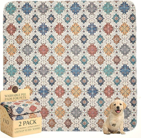 Washable Pee Pads for Dogs,Great Urine Absorbent Reusable Puppy Training Pads,Waterproof,Leak-Proof & Non-Slip Potty Pads for Whelping,Crate,Playpen,Bed.(Colorful Day,54"x54")