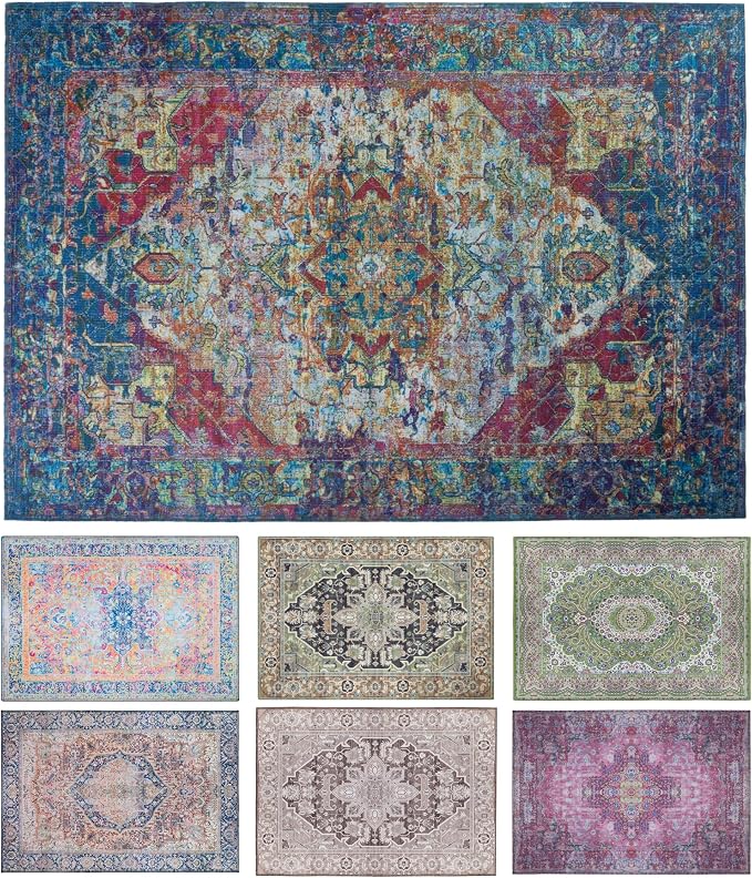 Lovewag Pets Waterproof 2-Pack Pet Feeding Mats - 16" x 24" Premium Cat & Dog Food Mat - Non-Slip, Machine Washable Food Mat Protects Floors & Contains Water Bowl Spills - Place Mats (Bohemian Jewel)