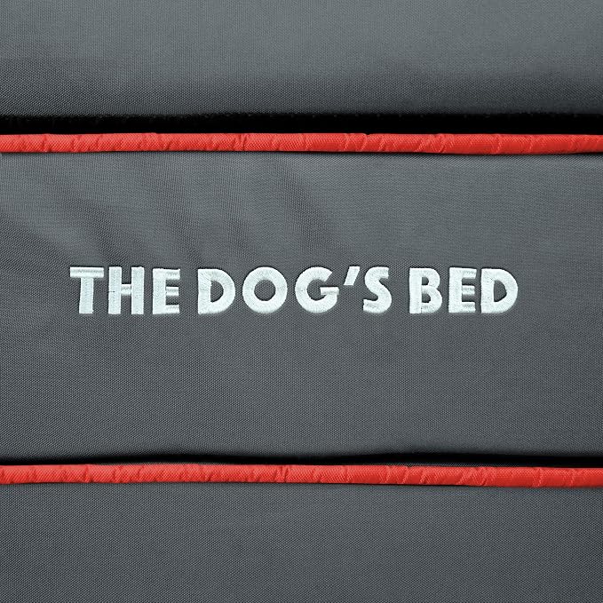 The Dog’s Bed Replacement Outer Cover, Oxford Fabric, Grey with Red Trim, Medium, 4-Inch