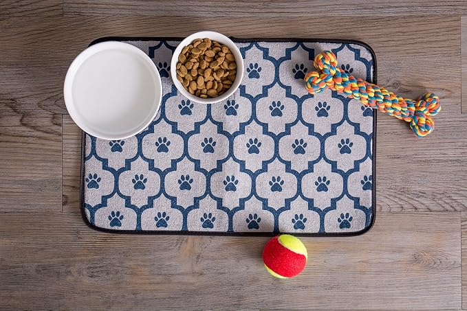 Bone Dry Paw & Patch Ceramic Pet Collection, Small Bowl, 4.25x2", Nautical Blue