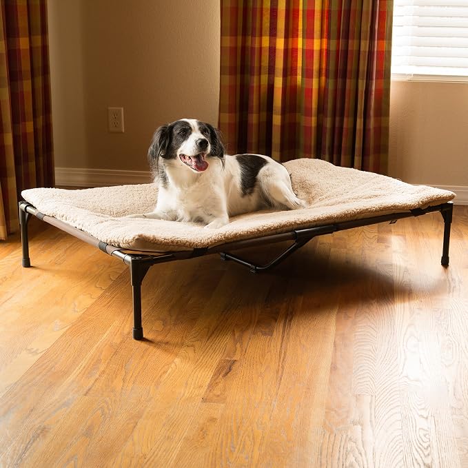 K&H Pet Products Original Elevated Pet Cot Tan with Microfleece Pad