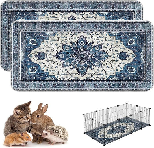 Washable Guinea Pig Pee Pads,Absorbent Reusable Guinea Pig Cage Liners,Waterproof,Leak-Proof & Non-Slip Potty Pads for Small Animals Rabbit Hamster Rat.(Dark Navy Floral,24"x48")